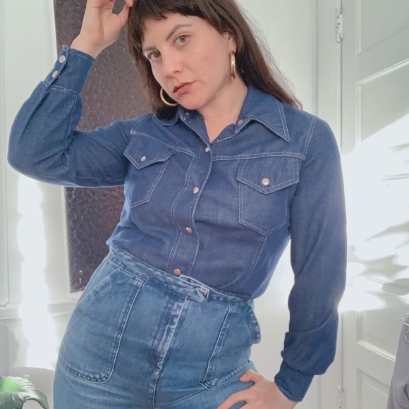 Vintage 1970’s Denim Button Up Top - Picture 8 of 9